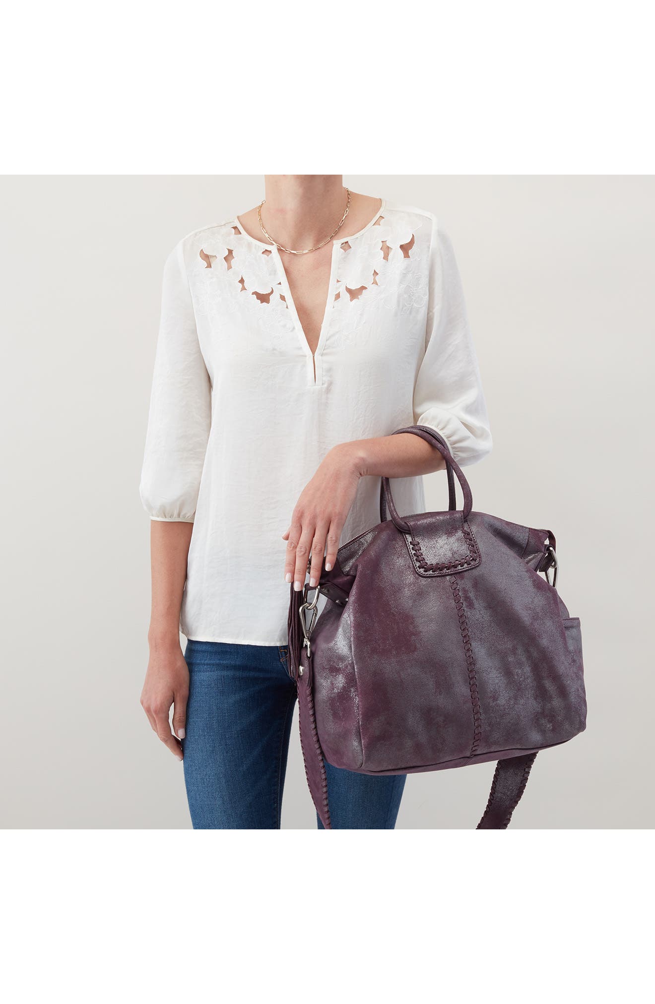 Sheila Large Satchel, Alternate, color, PLUM GRAPHITE