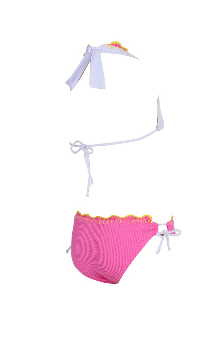 Textured Triangle Embroidery Edging Two-Piece Bikini, Alternate, color, White