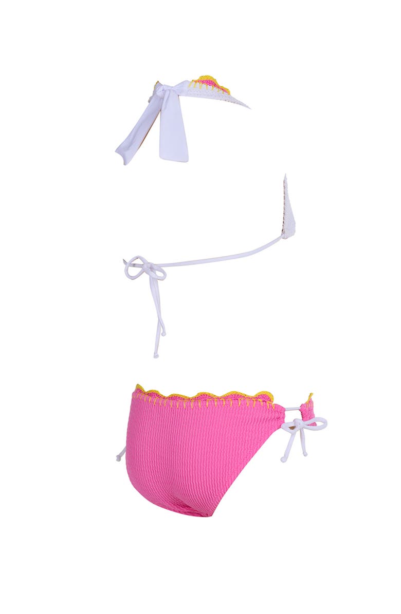 NESSI BYRD Textured Triangle Embroidery Edging Two-Piece Bikini, Alternate, color, White