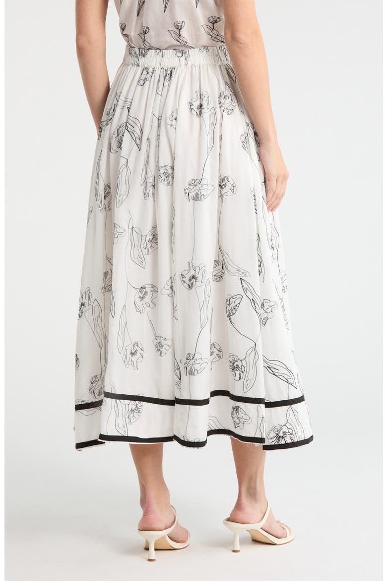 Tulip Embroidered Skirt, Alternate, color, BLACK EMBROIDERY/ WHITE GROUND
