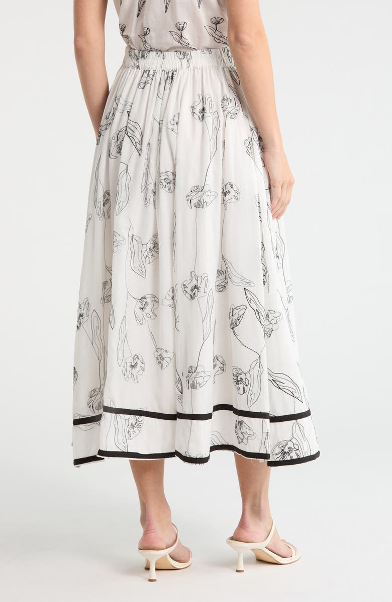 ELIE ELIE TAHARI Tulip Embroidered Skirt, Alternate, color, Black Embroidery/ White Ground
