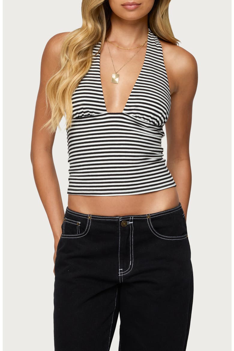 Sage Stripe Halter Top, Main, color, BLACK-AND-WHITE