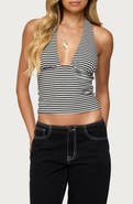 EDIKTED Sage Stripe Halter Top
