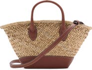 MANGO Small Double Handle Natural Fiber Crossbody Bag