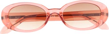 QUAY Felt Cute 52mm Gradient Small Oval Sunglasses | Nordstrom
