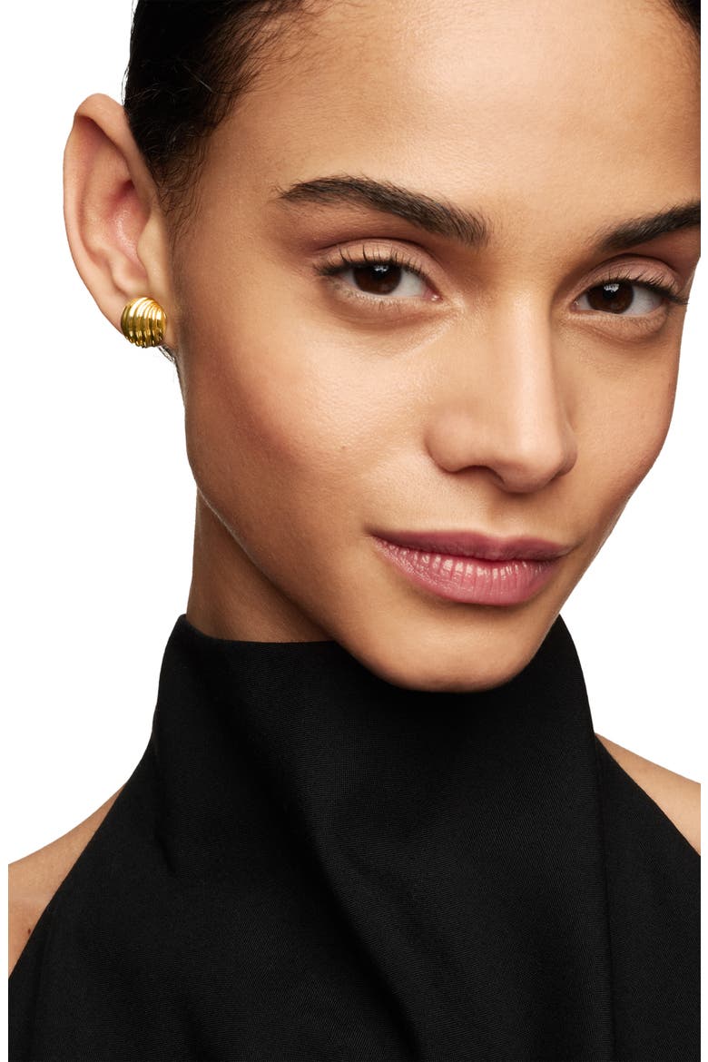 Sculpted Cable Earrings in Gold, Alternate, color, GOLD