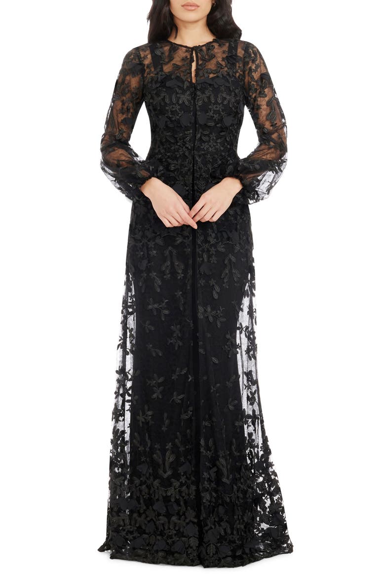 Joss Floral Appliqué Lace Jacket, Main, color, BLACK