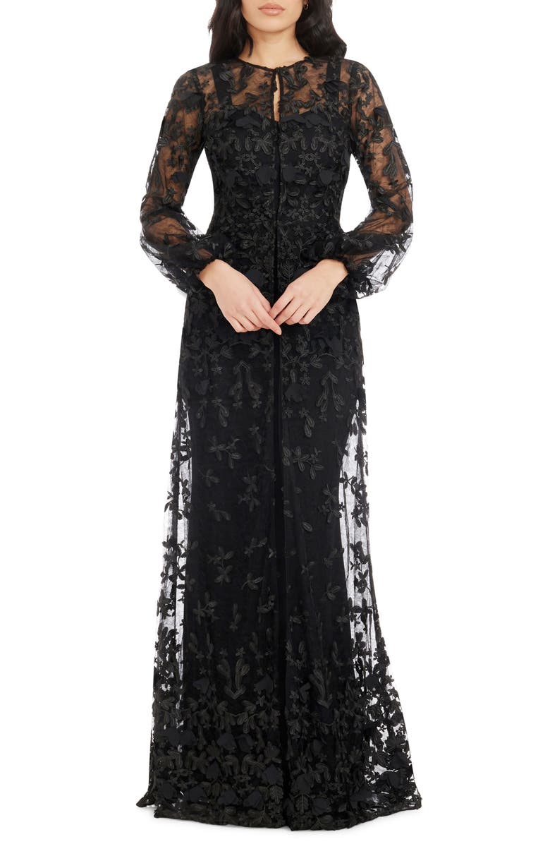 Dress the Population Joss Floral Appliqué Lace Jacket, Main, color, Black
