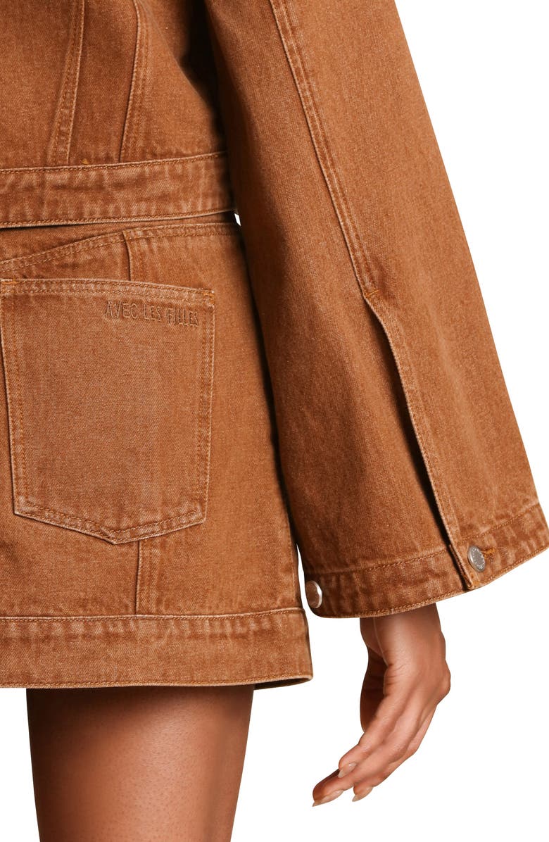 Avec Les Filles Cropped Trucker Jacket, Alternate, color, Washed Maple