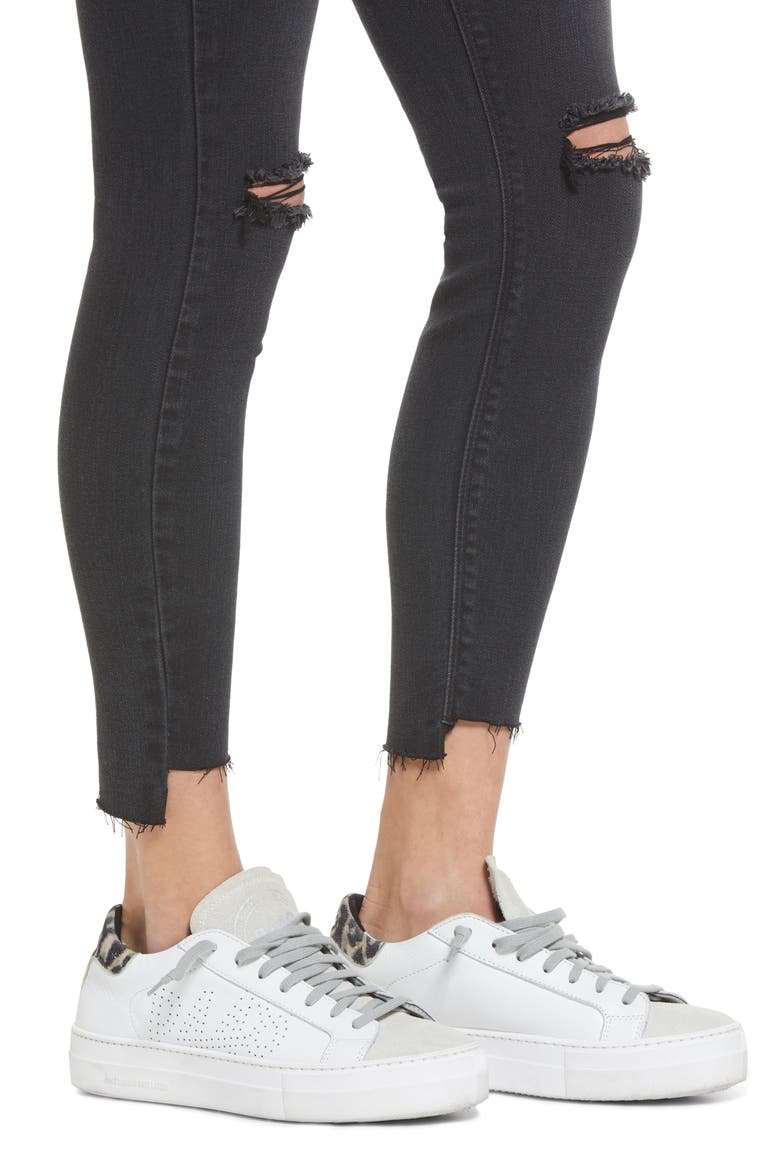 Ripped High Waist Ankle Skinny Jeans, Alternate, color, BLACK
