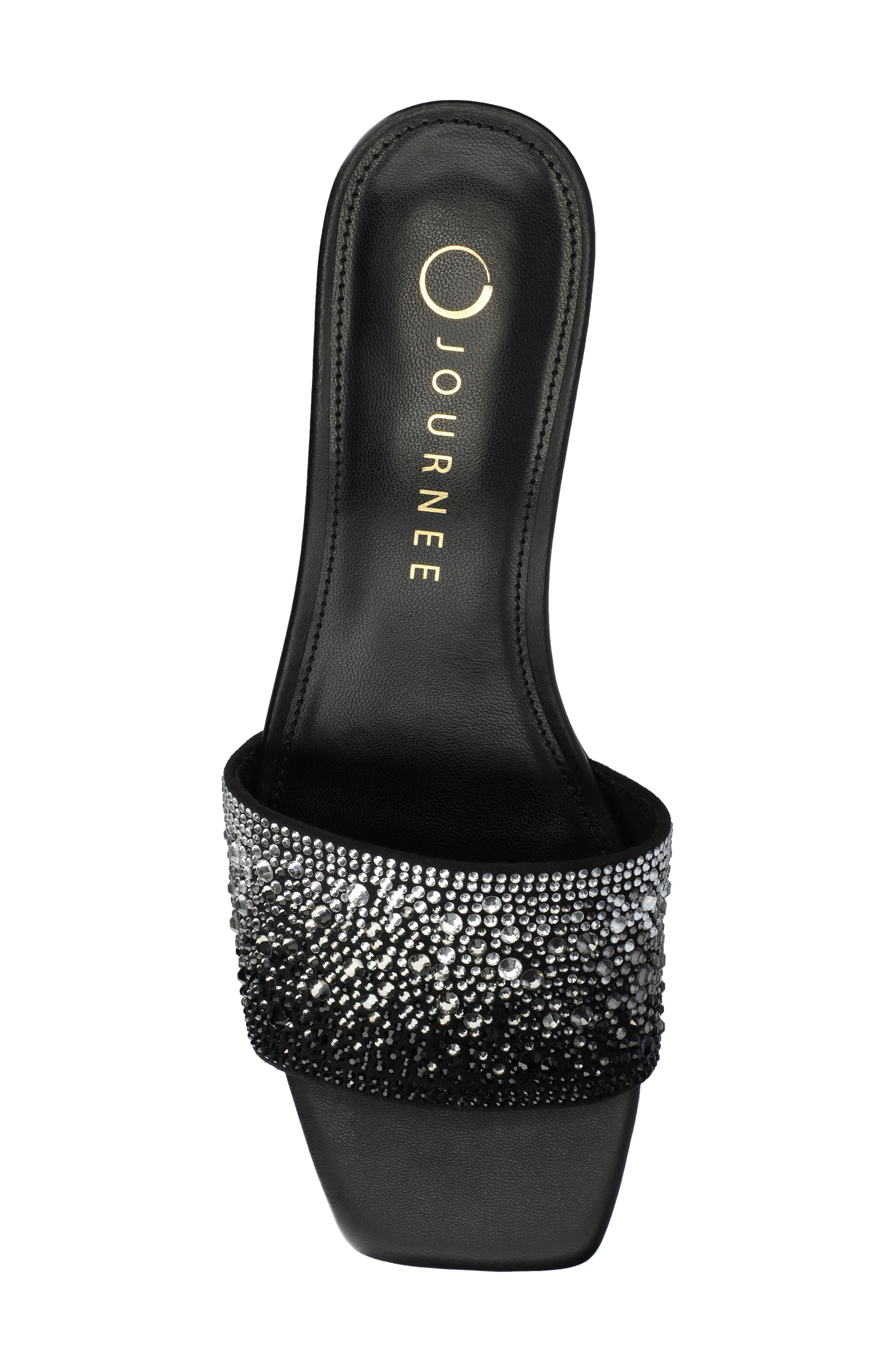 Journee Collection Flora Crystal Embellished Slide Sandal, Alternate, color, Black