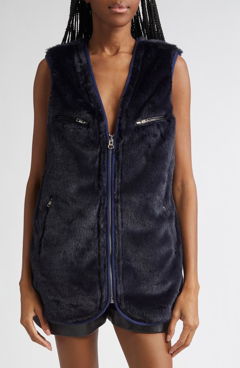 R13 Faux Fur Zip Vest, Main, color,