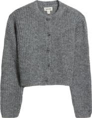 Open Edit Fuzzy Crewneck Cardigan