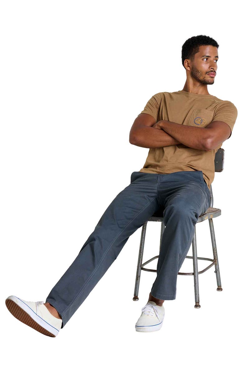 Toad & Co Men's Primo Short Sleeve Crew Embroidered, Main, color, Honey Brown Smile Embroidery