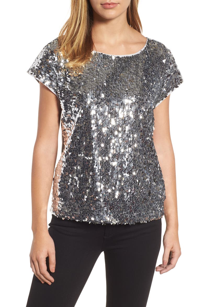 Sequin Front Top, Main, color, CHROME