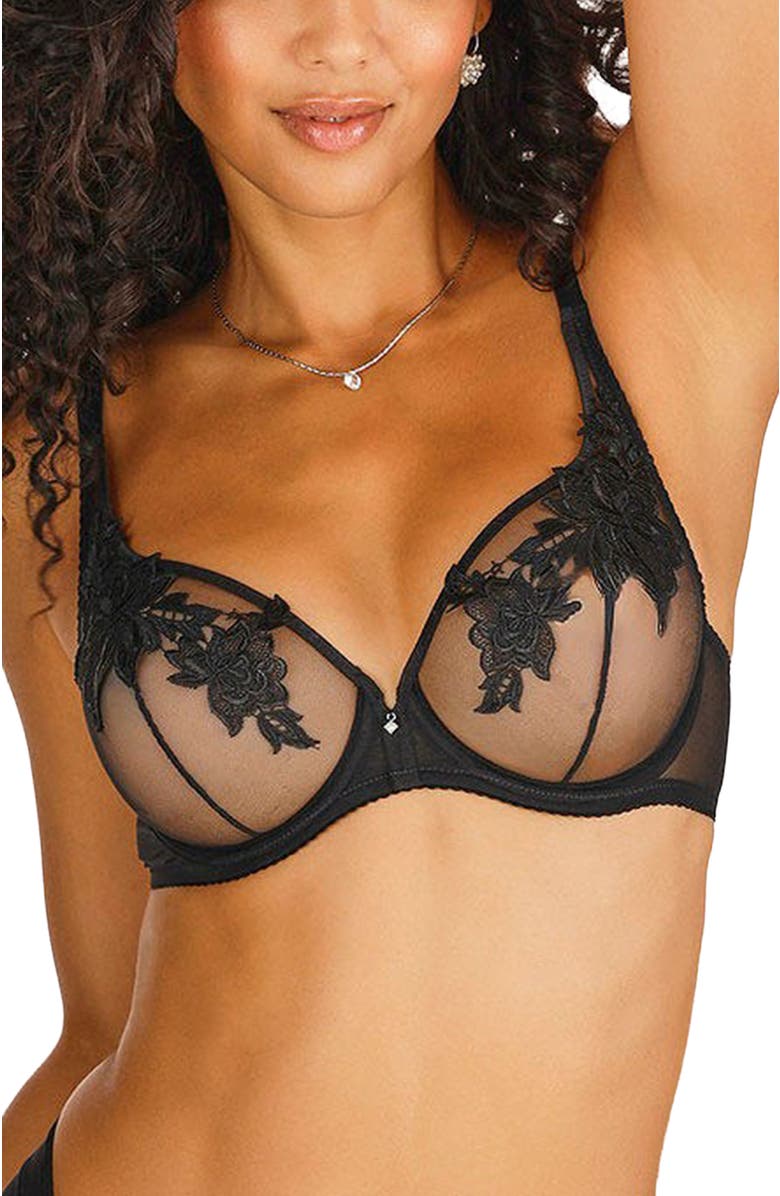 LASCANA Sheer Underwire Bra, Main, color, Black