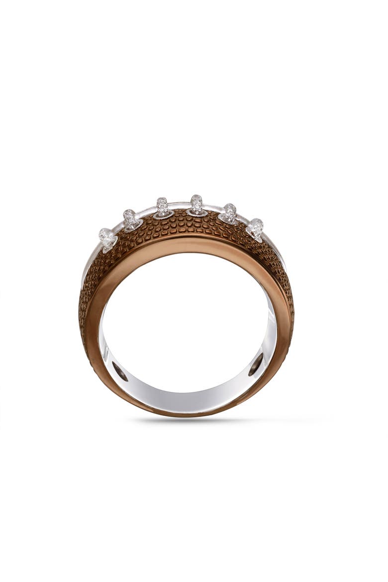 Hustle American Football Diamond Band Men Ring, Alternate, color, Brown