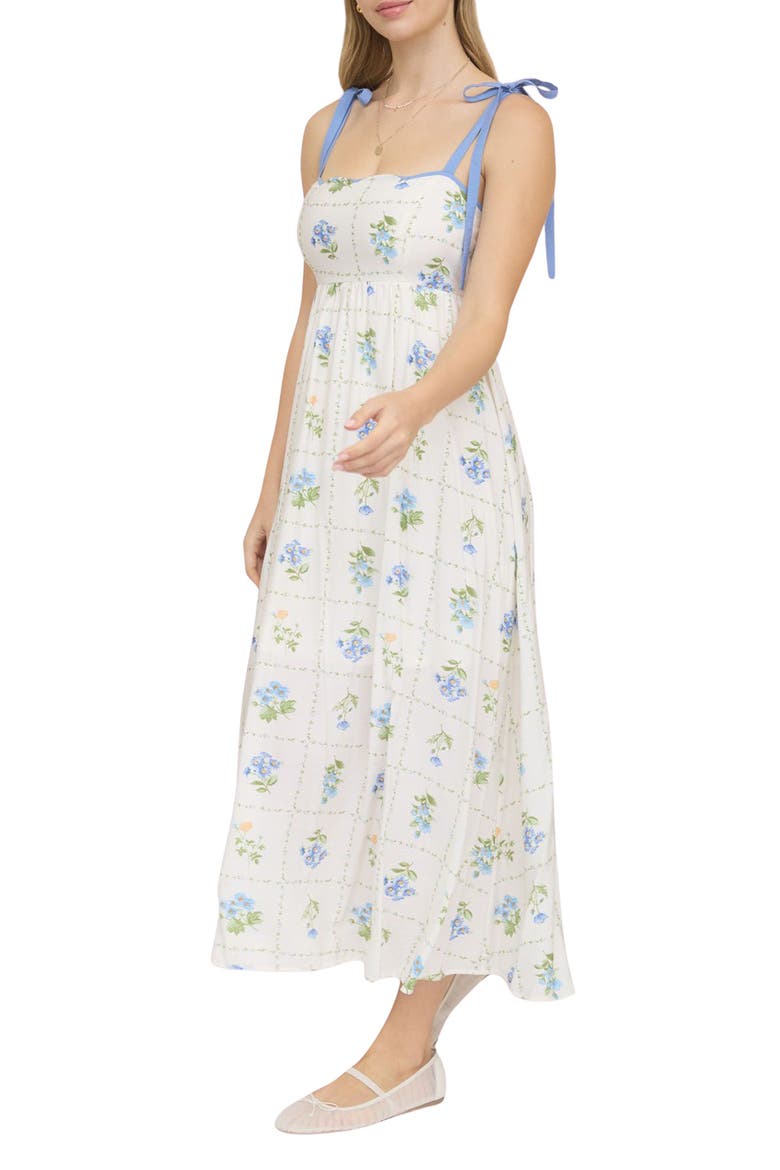 Floral Tie Strap Sundress, Alternate, color, BLUE MULTI
