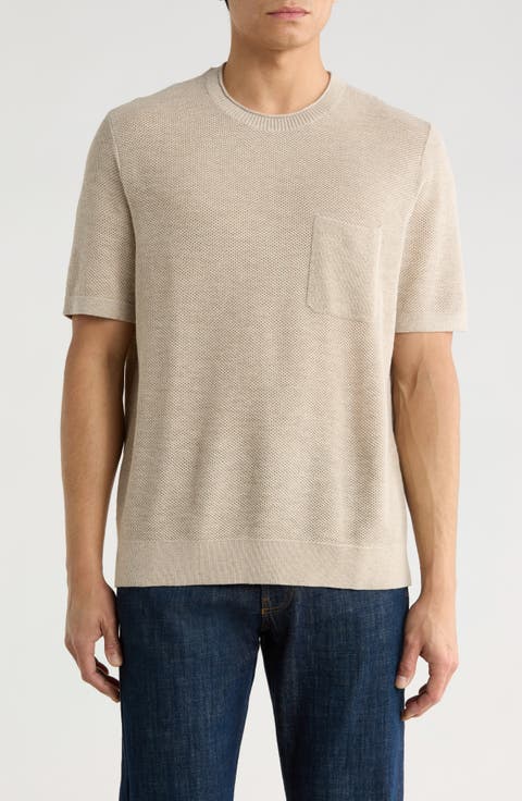 Salthill Short Sleeve Cotton & Linen Piqué Sweater