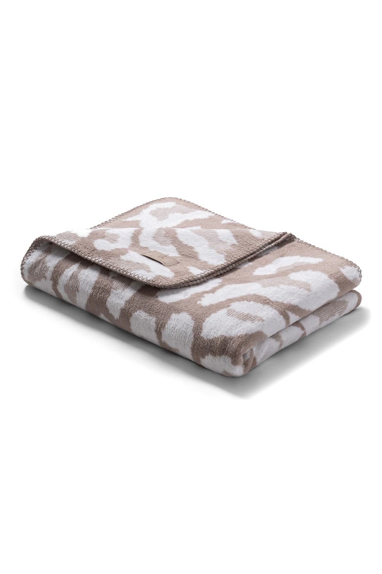 Leopard Print Throw Blanket, Main, color, BEIGE