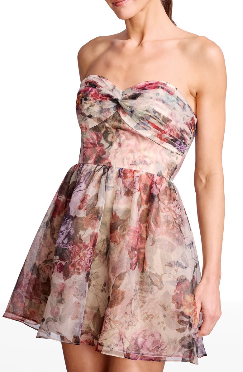 Dress the Population Brooke Strapless Fit & Flare Minidress, Alternate, color, Champagne Multi