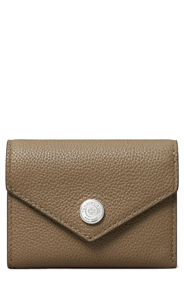 Tory Burch Small Pebble Leather Envelope Trifold Wallet, Main, color,