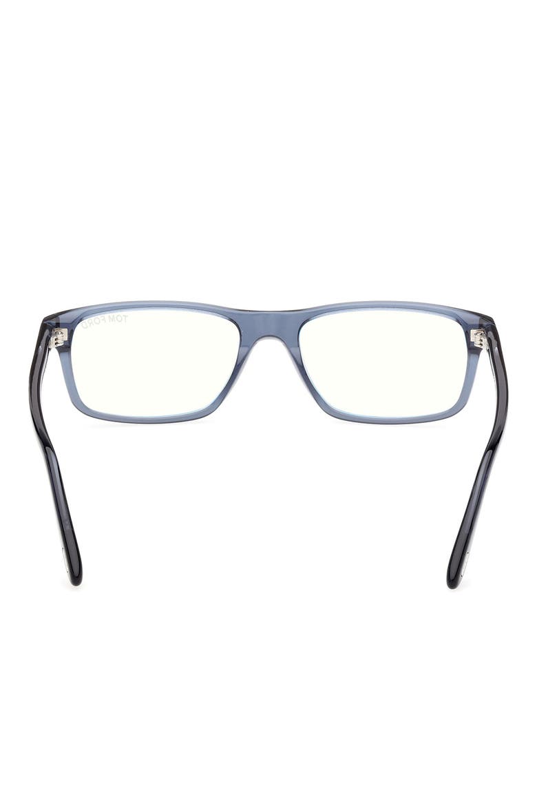 53mm Rectangular Blue Light Blocking Glasses, Alternate, color, SHINY TRANSPARENT NAVY BLUE