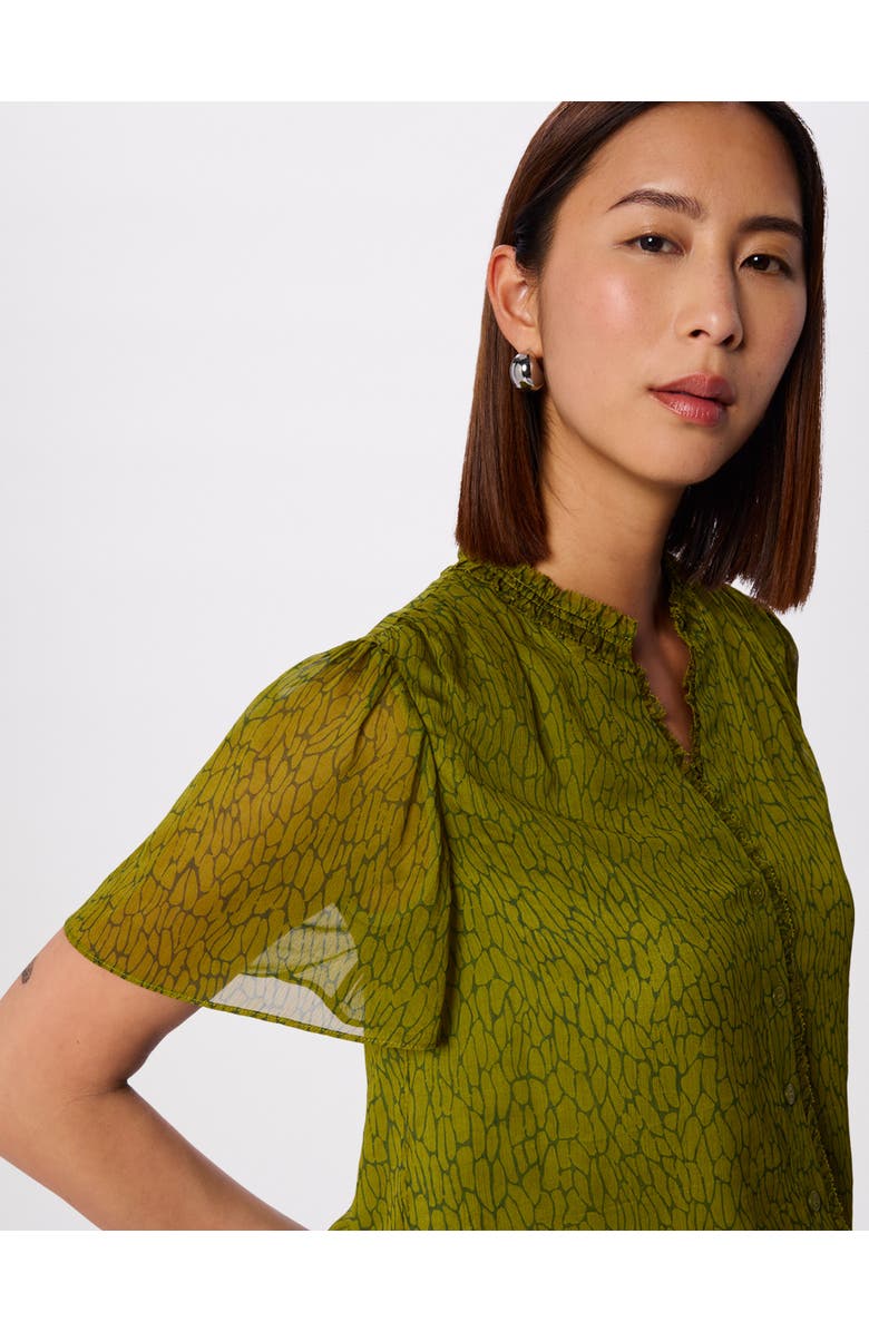 Whistles Dragonfly Short Sleeve Blouse, Alternate, color, Green/Multi