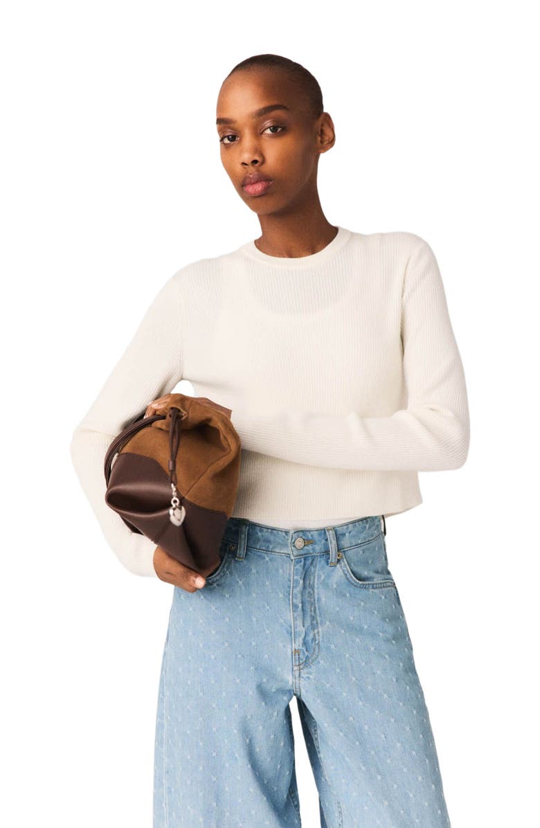 maje Jewel-button back sweater, Main, color, Ecru