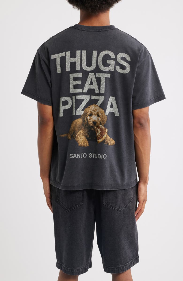 SANTO STUDIO Pizza Thug Cotton Graphic T-Shirt, Alternate, color, Black Fade