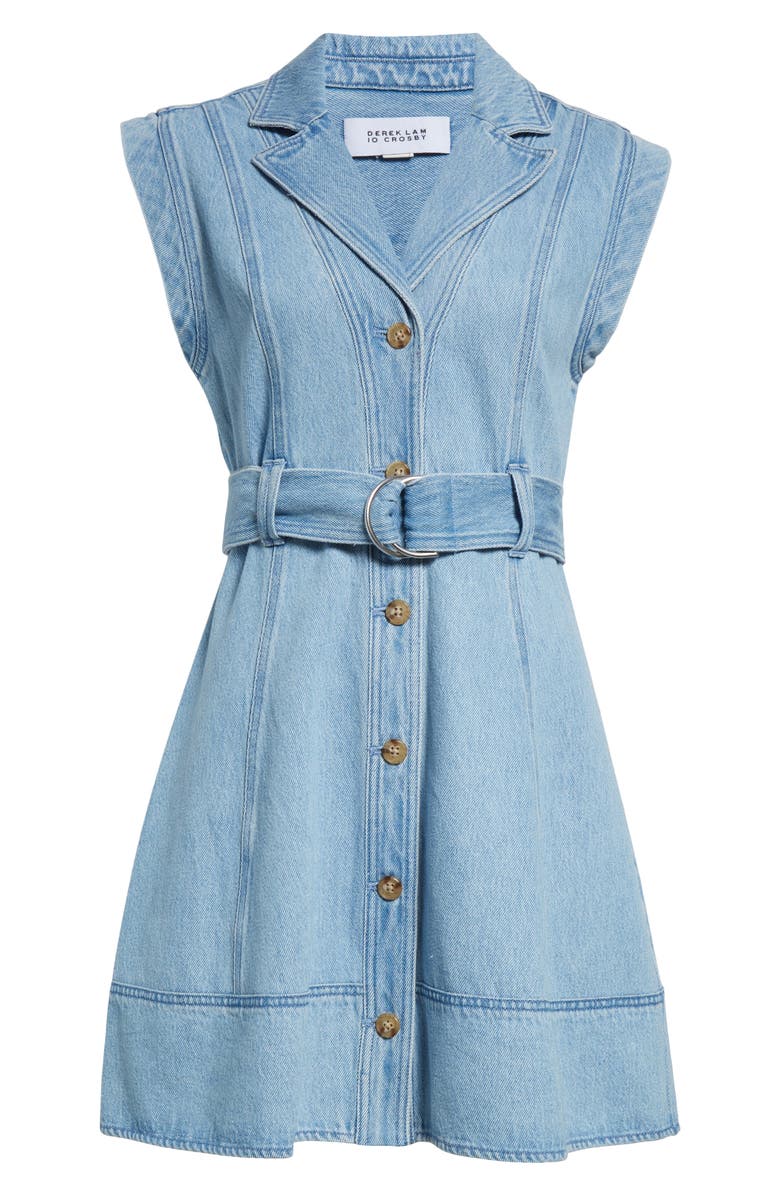 Derek Lam 10 Crosby Lya Belted Denim Dress, Alternate, color, Skyler