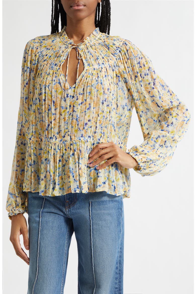 Leandra Floral Long Sleeve Top, Alternate, color, DAFFODIL