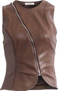 Mistress Rocks Zip Front Faux Leather Top