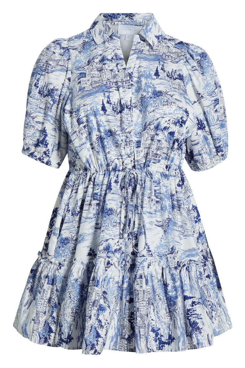 Francine Cotton Toile Minidress, Alternate, color, WHITE/ BLUE