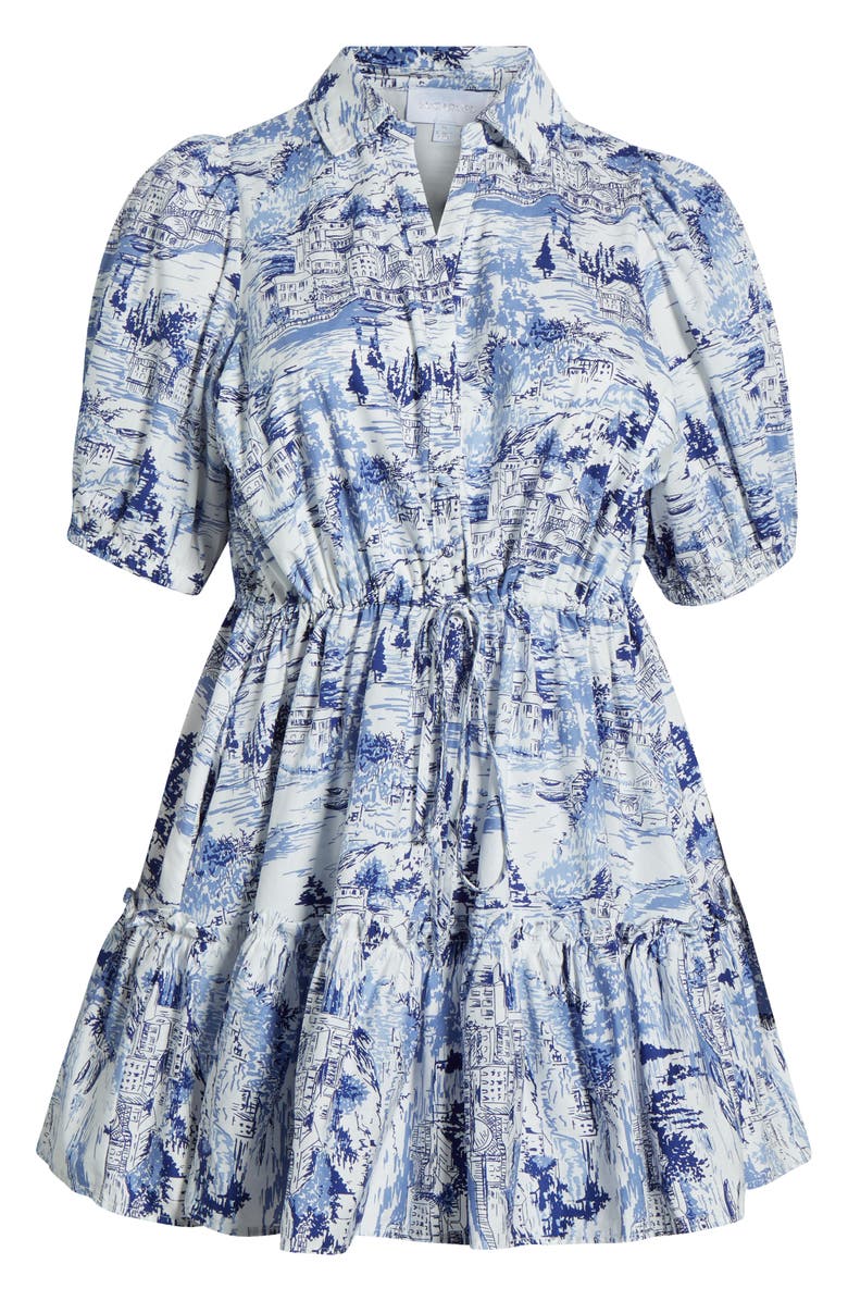 SUGARLIPS Francine Cotton Toile Minidress, Alternate, color, White/ Blue