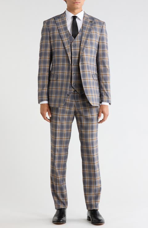 Windowpane Plaid 3-Piece Suit