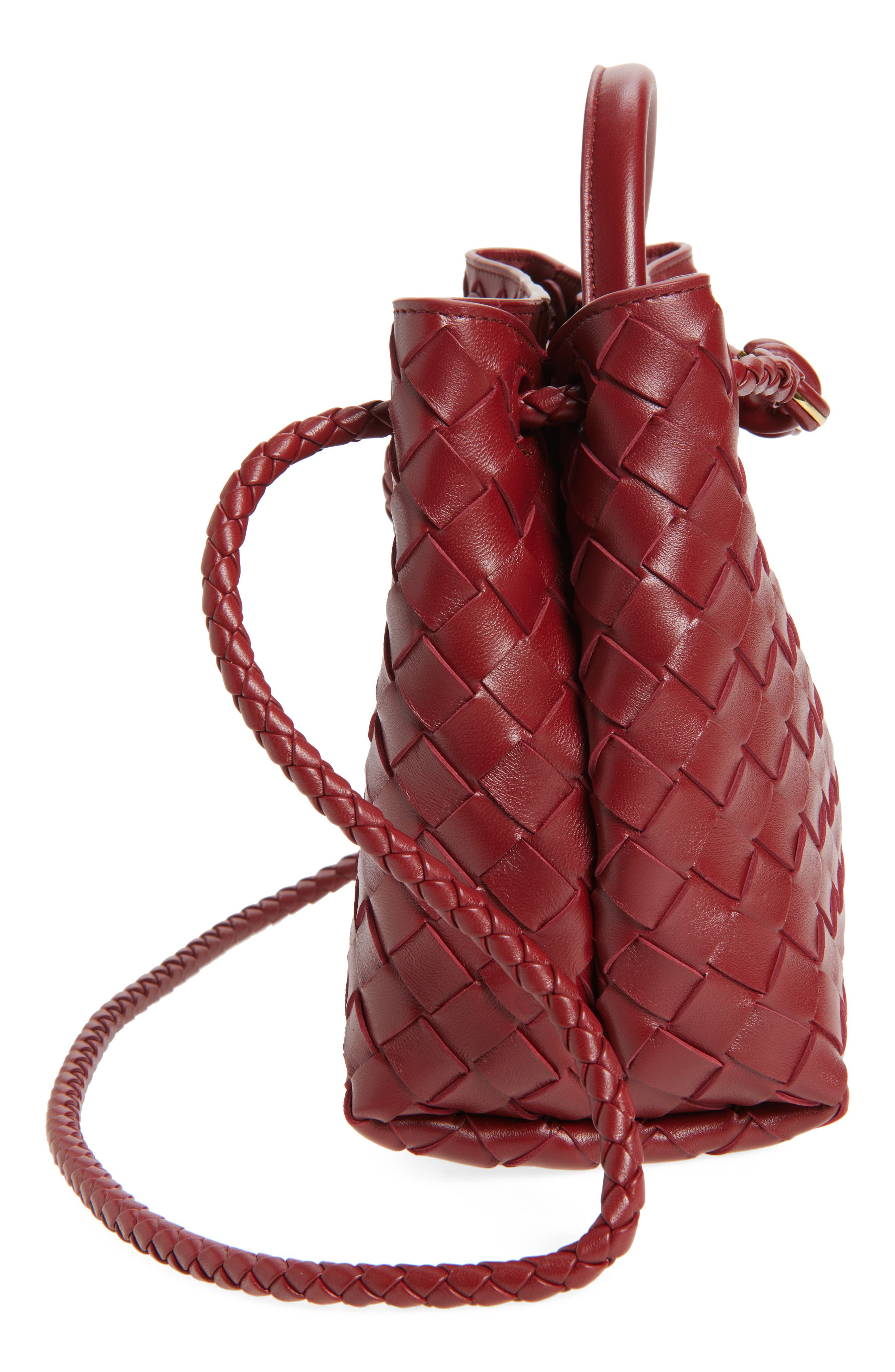 Bottega Veneta Small Andiamo Intrecciato Lambskin Leather Top Handle Bag, Alternate, color, 6551 Lava Red-M B