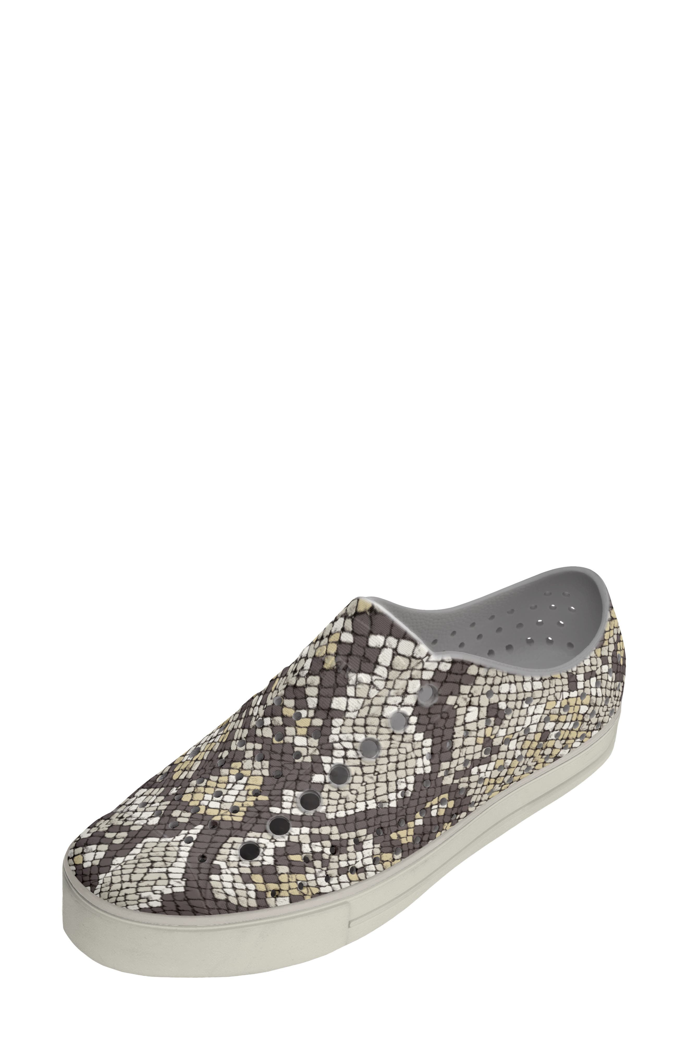 Jefferson Arc Wanderfoam Print Slip On Sneaker, Main, color, SILK GREY/PEPPER WHITE/PYTHON