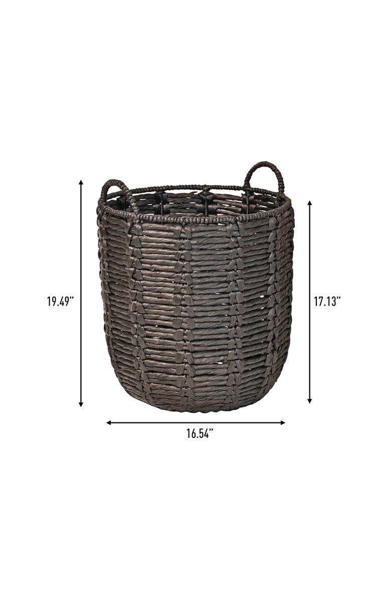 HAPPIMESS Laurel 19.49" Bohemian Handwoven Abaca Hamper Basket with Handles, Alternate, color, Black