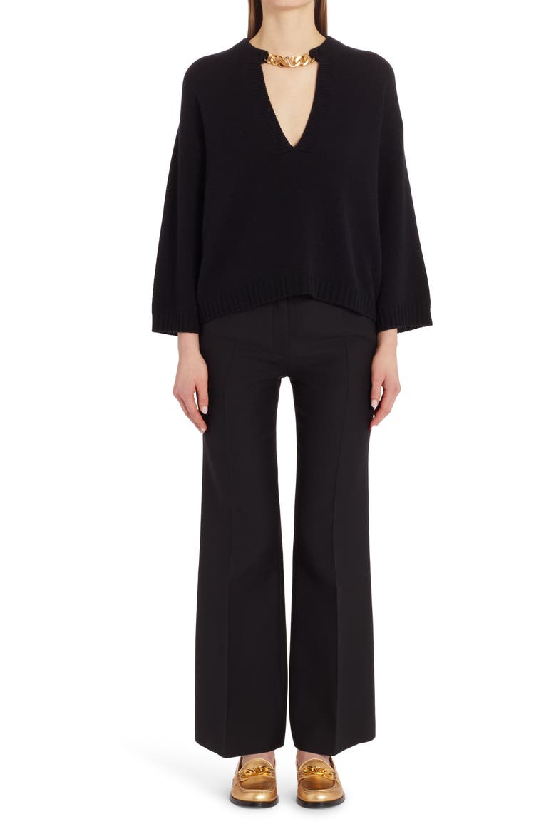 VLOGO Chain Detail Cashmere Sweater, Alternate, color, 0NO NERO
