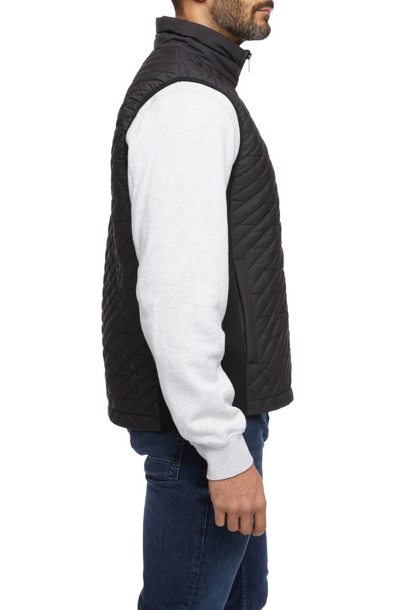 Bernardo Mixed Media Vest, Alternate, color, Black