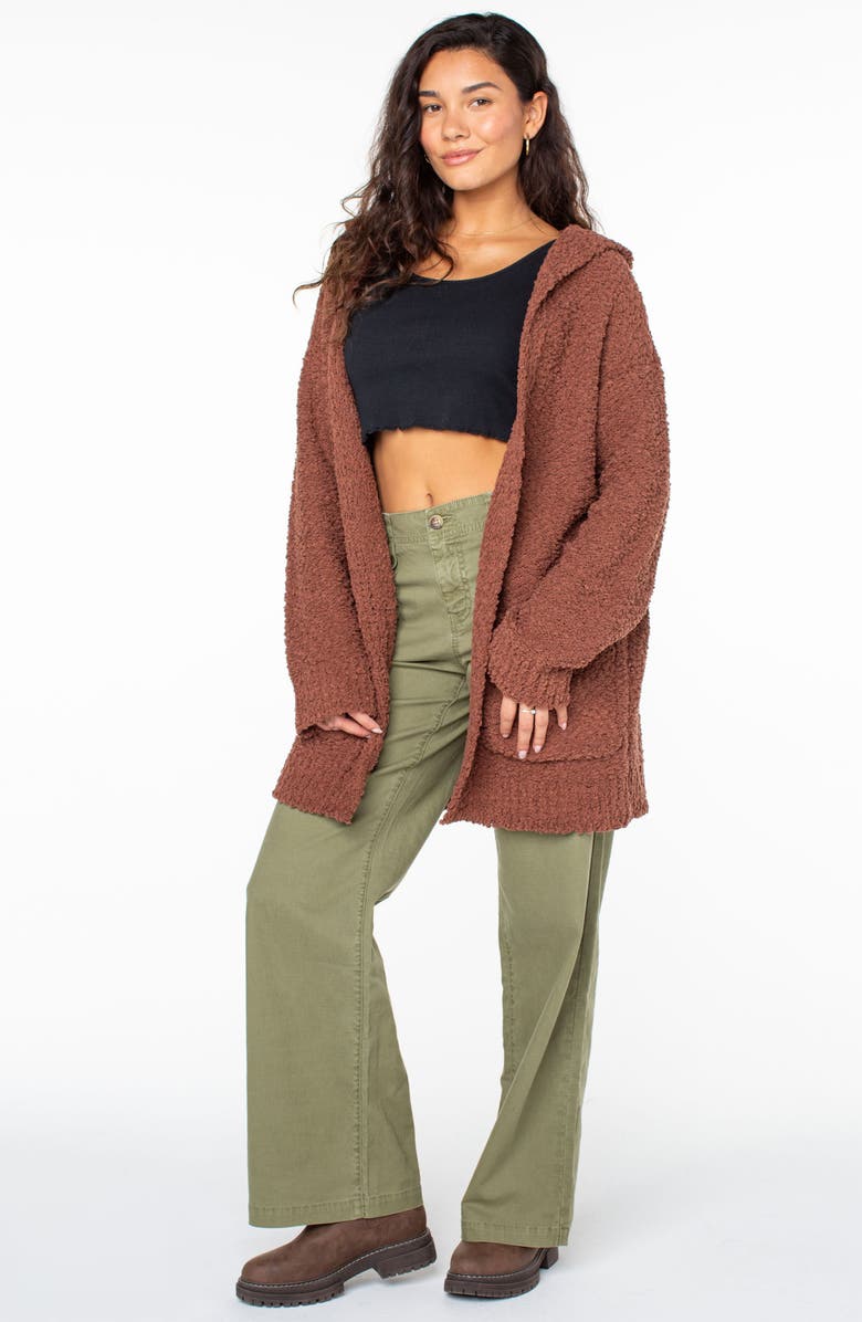 Roxy Weekend Retreat Bouclé Cardigan, Alternate, color, Russet