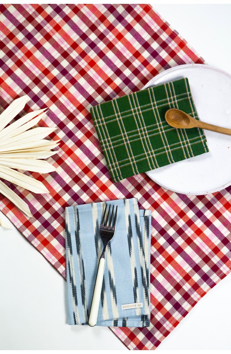 Archive New York Noel Red Plaid Cotton Table Runner, Alternate, color, Red