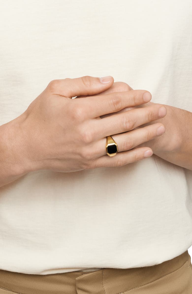 David Yurman Men's Streamline Signet Ring, Alternate, color, 18K Yellow Gold/ Black Onyx