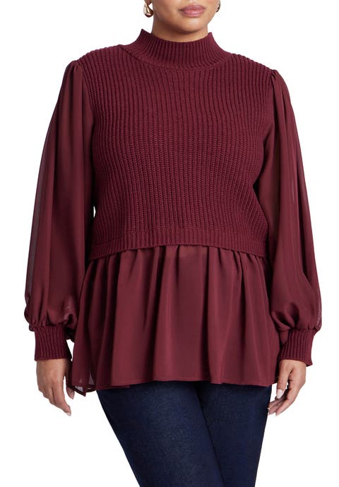 Twofer Sweater With Chiffon