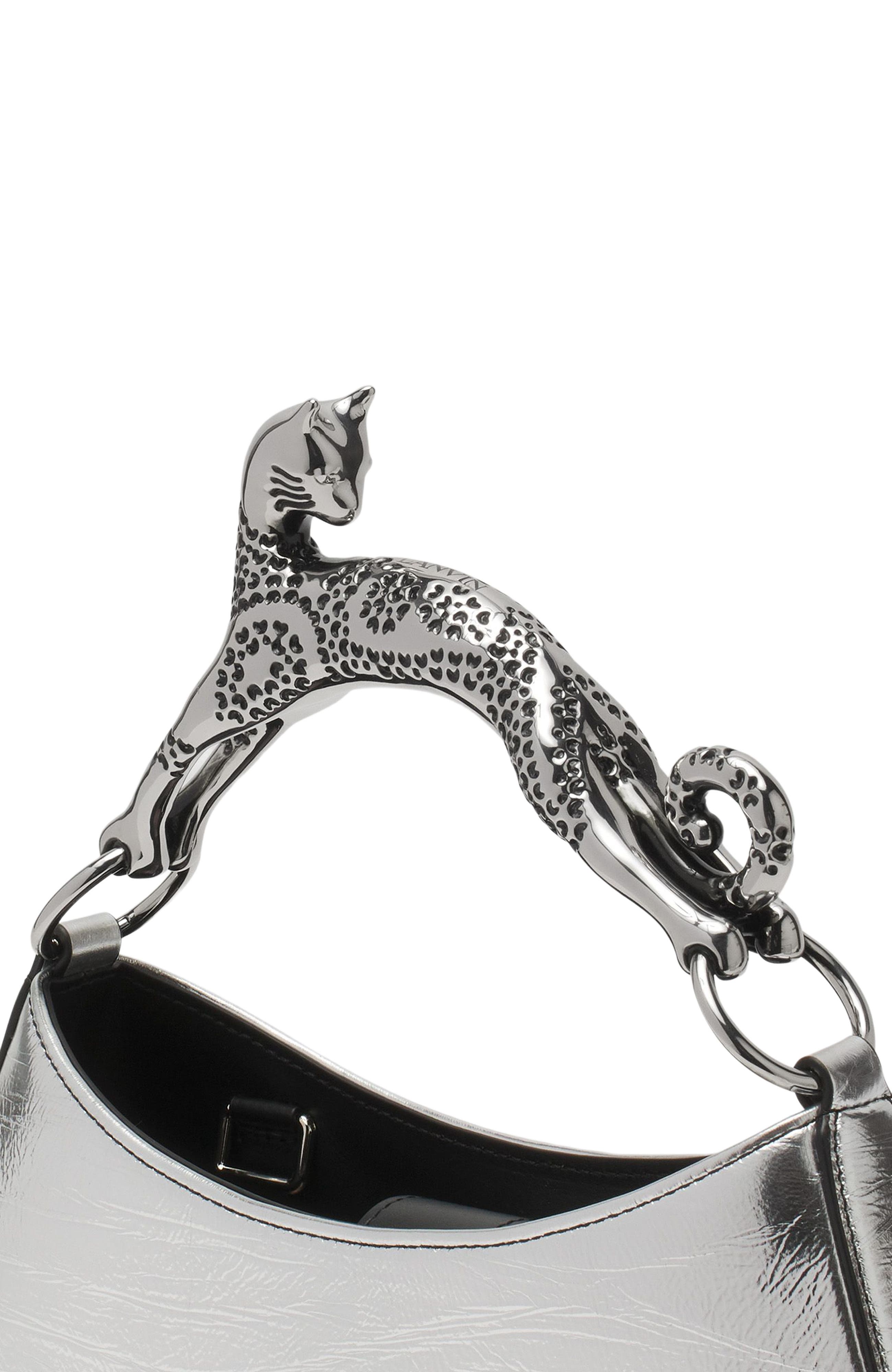 Lanvin Hobo Cat Bag in Metallic Leather, Alternate, color, 