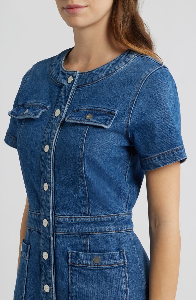 PAIGE Kiya Snap Front Denim Mini Shirtdress, Alternate, color, Adventure