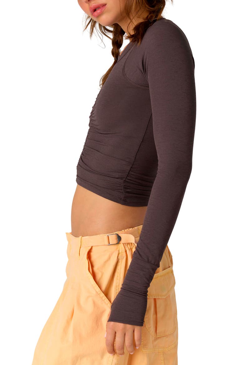 FP Movement Tempo Ruched Long Sleeve T-Shirt, Alternate, color, CHOCOLATE