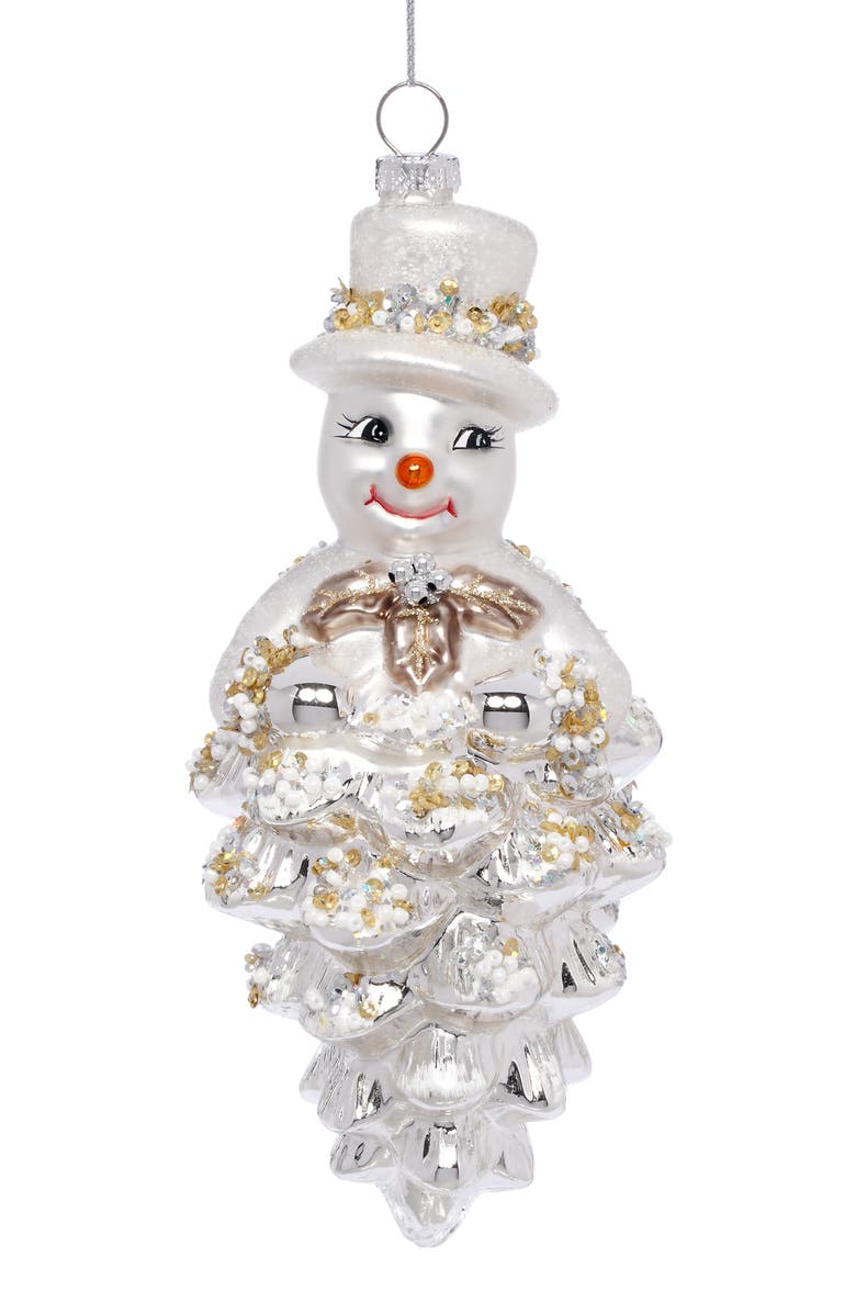 Mark Roberts Shiny Snowman with Hat Ornament, Set of 6, Main, color, White