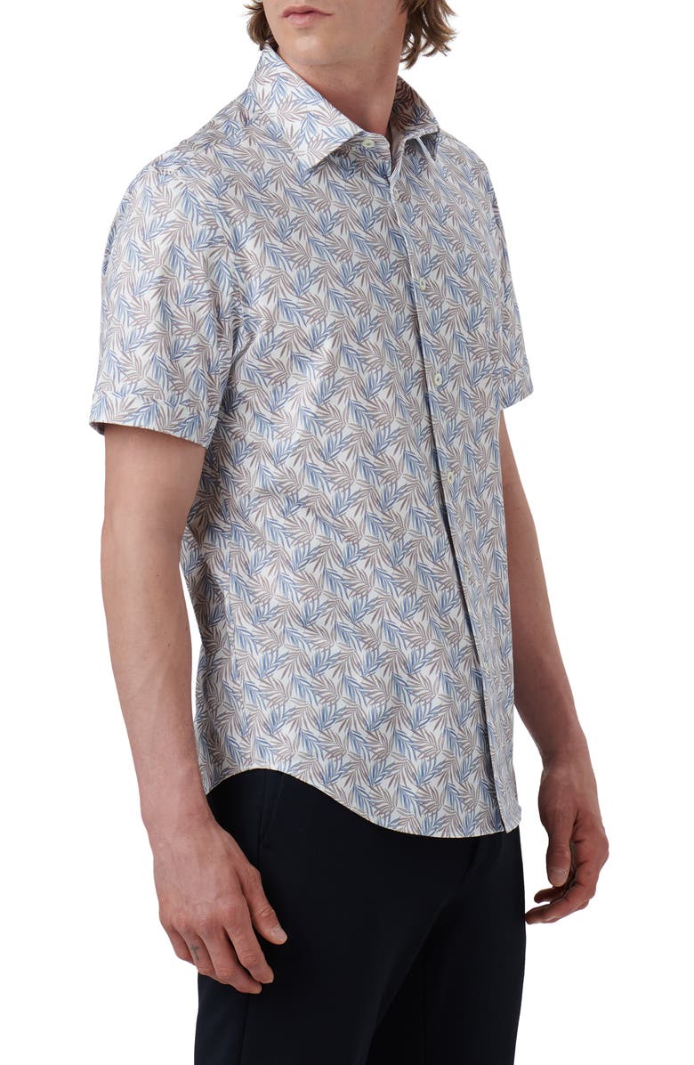 Bugatchi OoohCotton<sup>®</sup> Palm Print Button-Up Shirt, Alternate, color, 